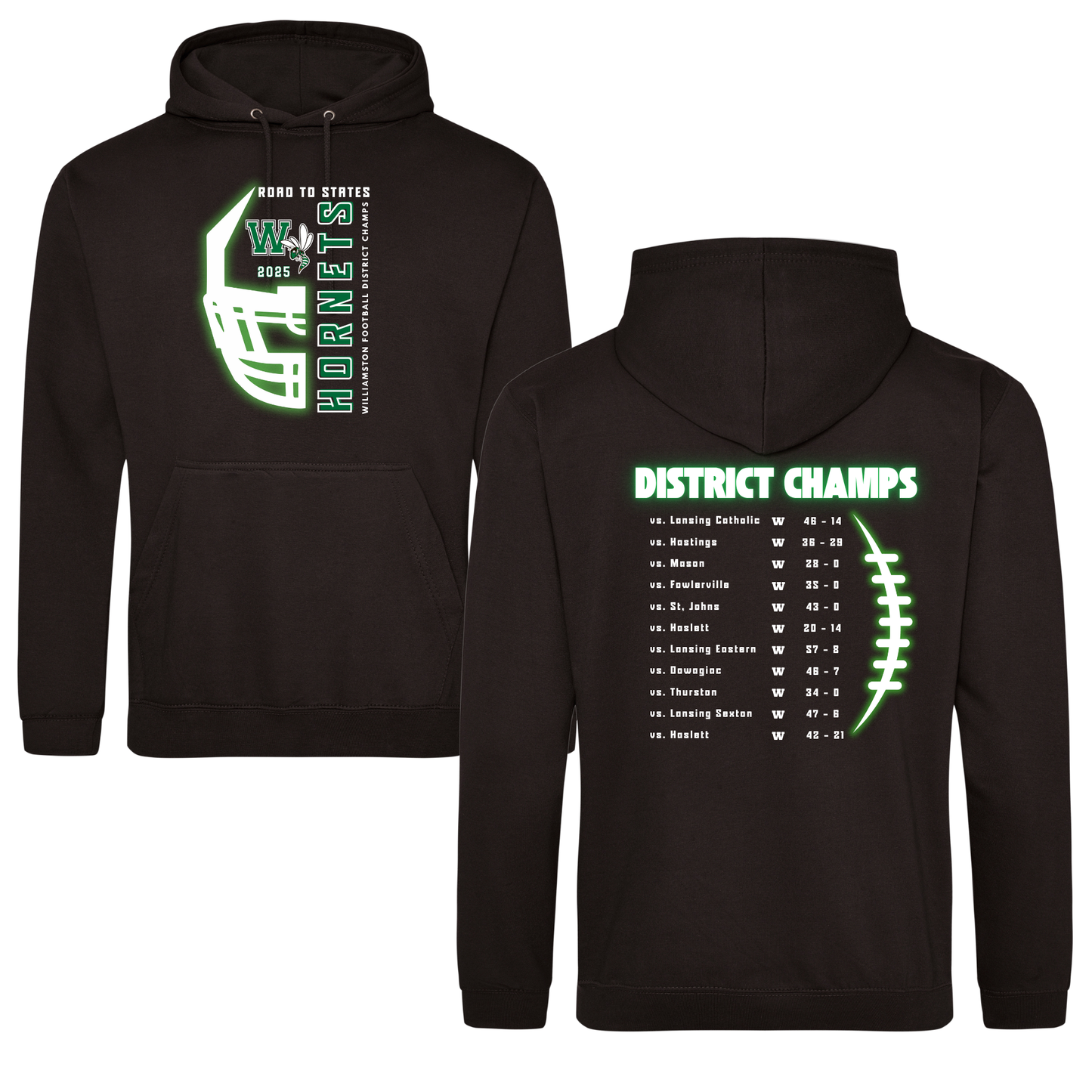 Williamston District Champs Football Hooded Sweatshirt